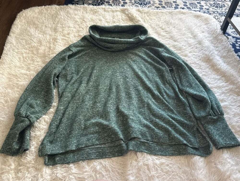 Maeve by Anthropologie Meadowbound Cowl Neck Pullover Sweater Green Heathered La